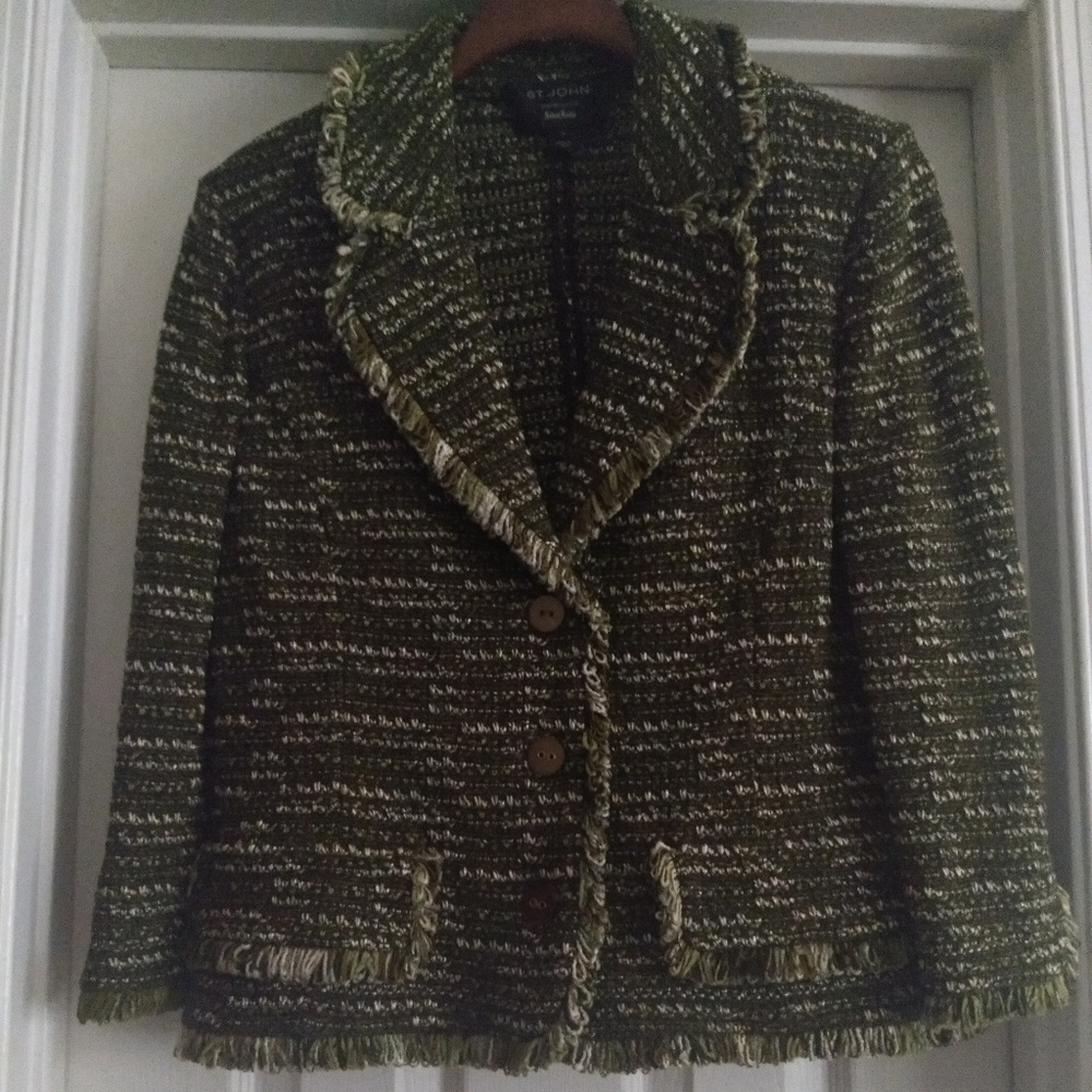 St. John Collection Fringe Trim Jacket Size 12
